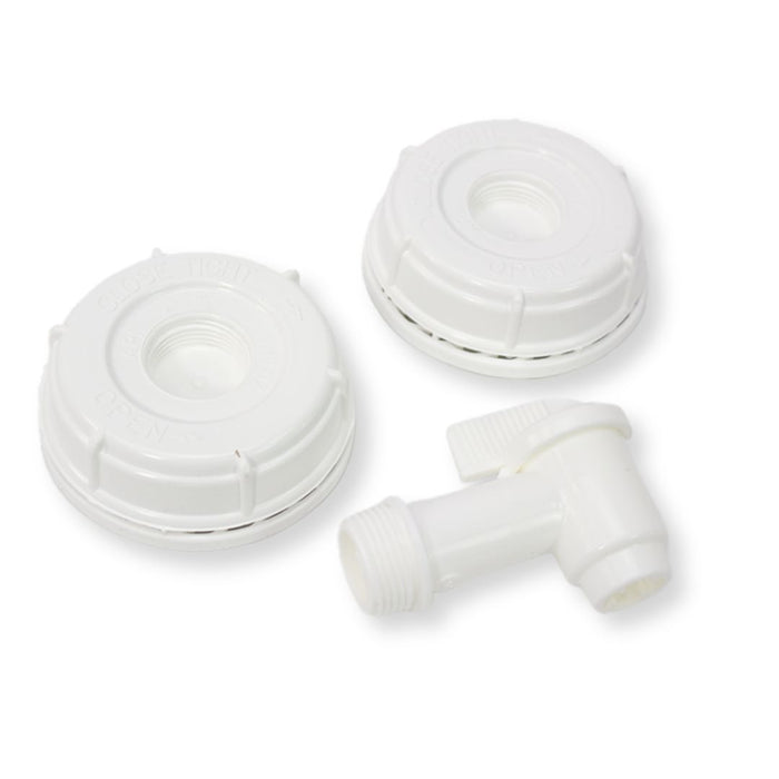Samson Stackers (ONLY) Accessory Kit for 5 and 6 Gallon - (1) 3/4" NPT Spigot and (2) 70mm gasketed caps (one pre-Perforated for use with Spigot)