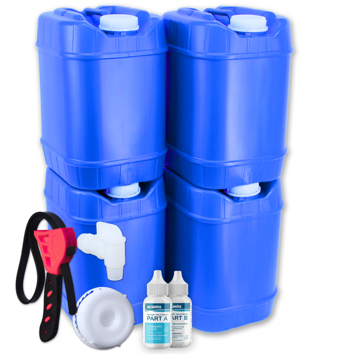 5 Gallon Mouser Tanks with Water Treatment Kit (4 Tanks, 20 Gallon)