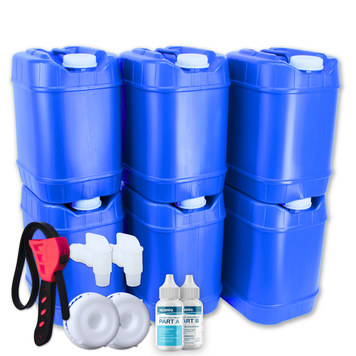 5 Gallon Mouser Tanks With Water Treatment Kit (6 Tanks, 30 Gallon)