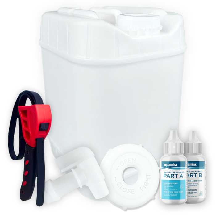 5-Gallon Stackable Water Storage Containers, Water Treatment,5 Gallons w/2 Lids + 1 Spigot, Easy Fill, Survial Supply Emergency Water Storage for Disaster Preparedness, 5 Gallon (1 Tank)