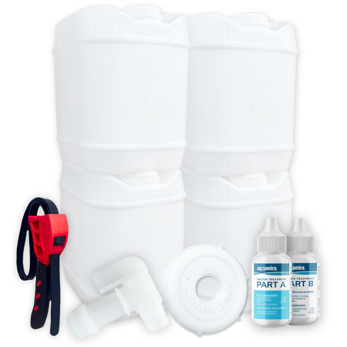 5-Gallon Stackable Water Storage Containers, Water Treatment, w/ 5 Lids + 1 Spigot, Easy Fill, Survial Supply Emergency Water Storage for Disaster Preparedness, 20 Gallon (4 Tanks)