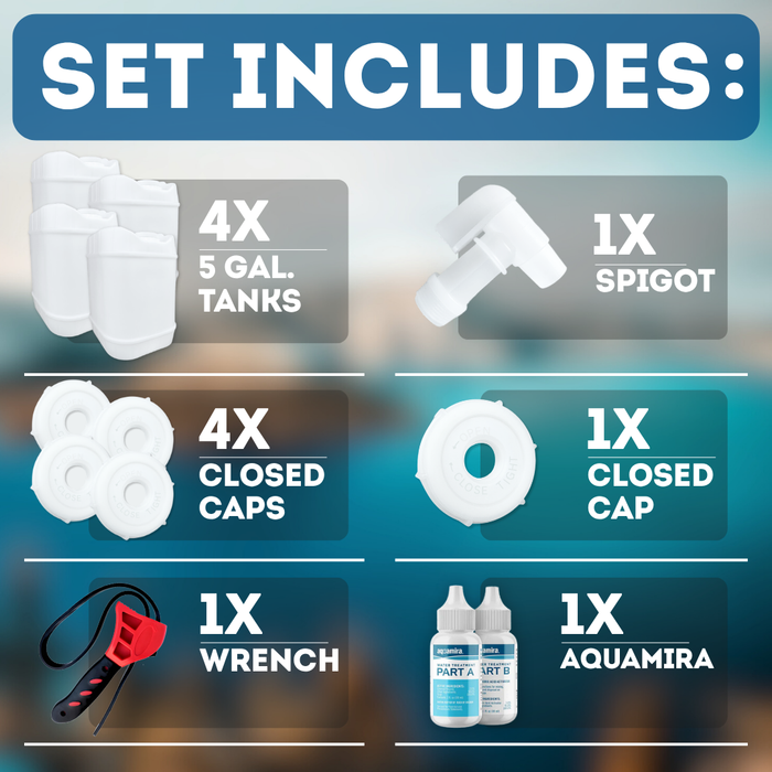 5-Gallon Stackable Water Storage Containers, Water Treatment, w/ 5 Lids + 1 Spigot, Easy Fill, Survial Supply Emergency Water Storage for Disaster Preparedness, 20 Gallon (4 Tanks)