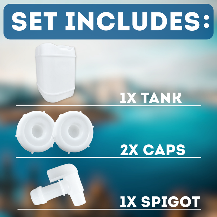 5-Gallon Stackable Water Storage Containers, 5 Gallons Tank w/2 Lids + 1 Spigot, Easy Fill, Survial Supply Emergency Water Storage for Camping and Disaster Preparedness, RV, 1 Tank, (5 Gallon)