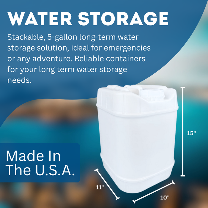 5-Gallon Stackable Water Storage Containers, 5 Gallons Tank w/2 Lids + 1 Spigot, Easy Fill, Survial Supply Emergency Water Storage for Camping and Disaster Preparedness, RV, 1 Tank, (5 Gallon)