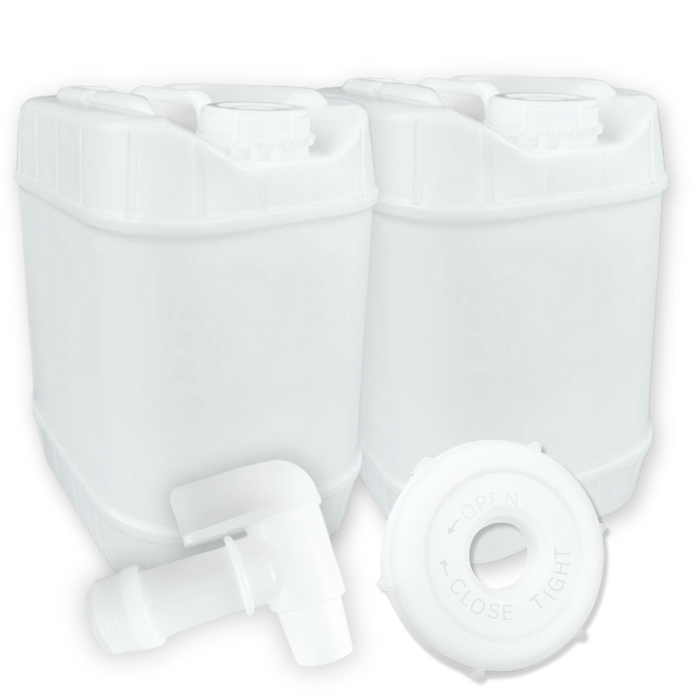 5-Gallon Stackable Water Storage Containers, 5 Gallons w/ 3 Lids + 1 Spigot, Easy Fill, Survial Supply Emergency Water Storage for Camping and Disaster Preparedness, RV, 10 Gallon (2 Tanks)