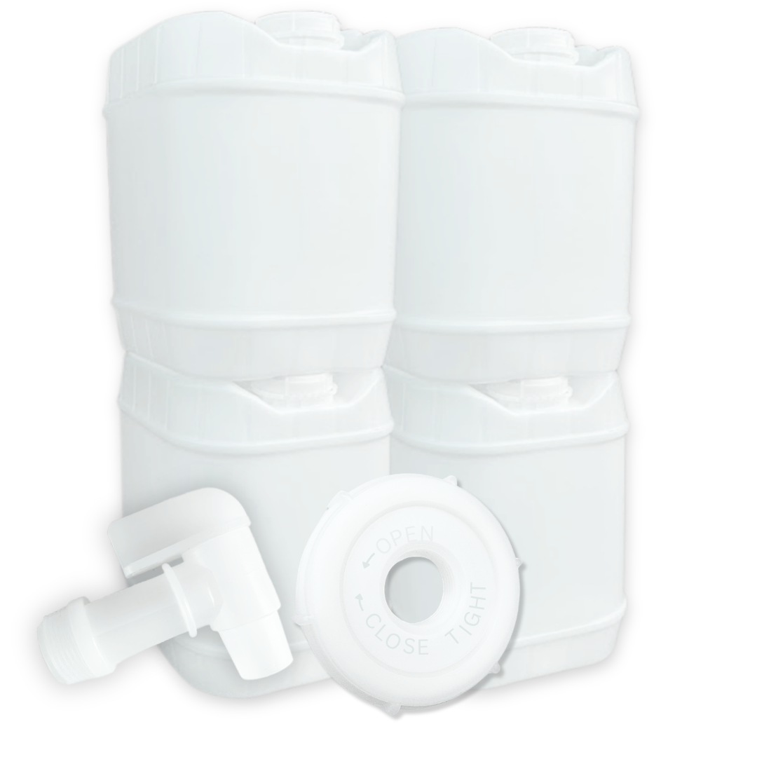 5-Gallon Stackable Water Storage Containers, 5Lids + 1 Spigot, Easy Fi ...