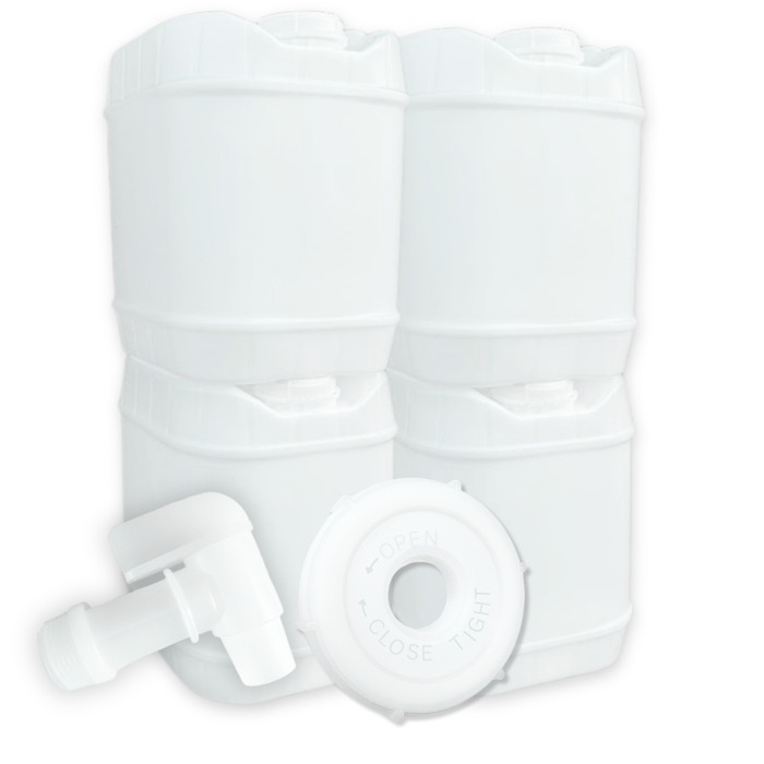 5-Gallon Stackable Water Storage Containers, 5Lids + 1 Spigot, Easy Fill, Survial Supply Emergency Water Storage for Camping and Disaster Preparedness, RV, 20 Gallon (4 Tanks)
