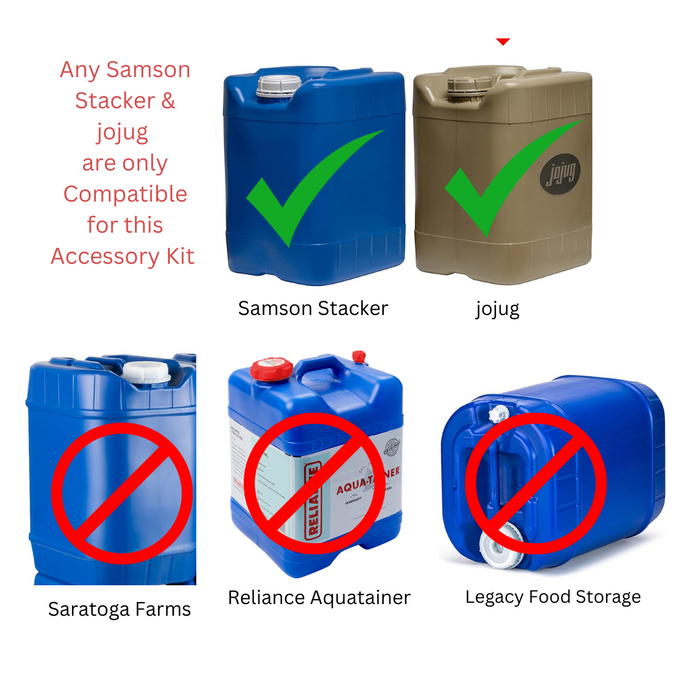 Samson Stackers (ONLY) Accessory Kit for 5 and 6 Gallon - (1) 3/4" NPT Spigot and (2) 70mm gasketed caps (one pre-Perforated for use with Spigot)